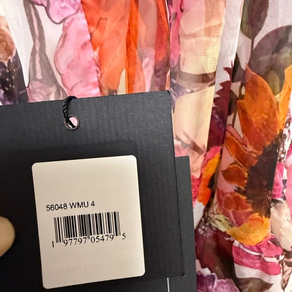 NWT | Mac Duggal 56048 White Multi Ruffle Tiered Floral Chiffon Dress Size 4 - Picture 13 of 16